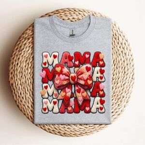 Valentines Mama Faux Yarn T-Shirt